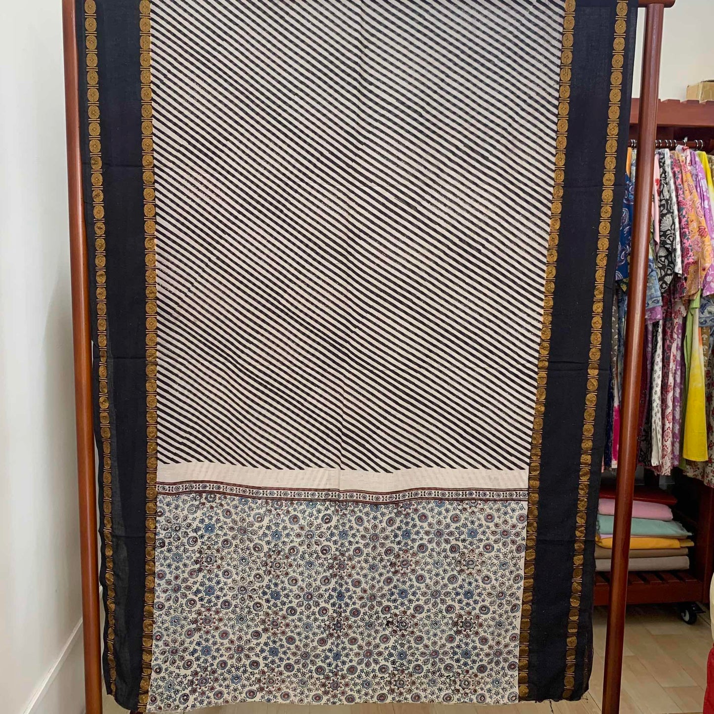 Ajrak Sungudi 2 Piece Salwar Suit Material, Off White