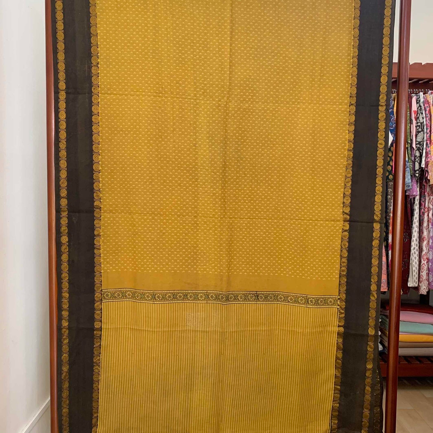 Ajrak Sungudi 2 Piece Salwar Suit Material, Mustard