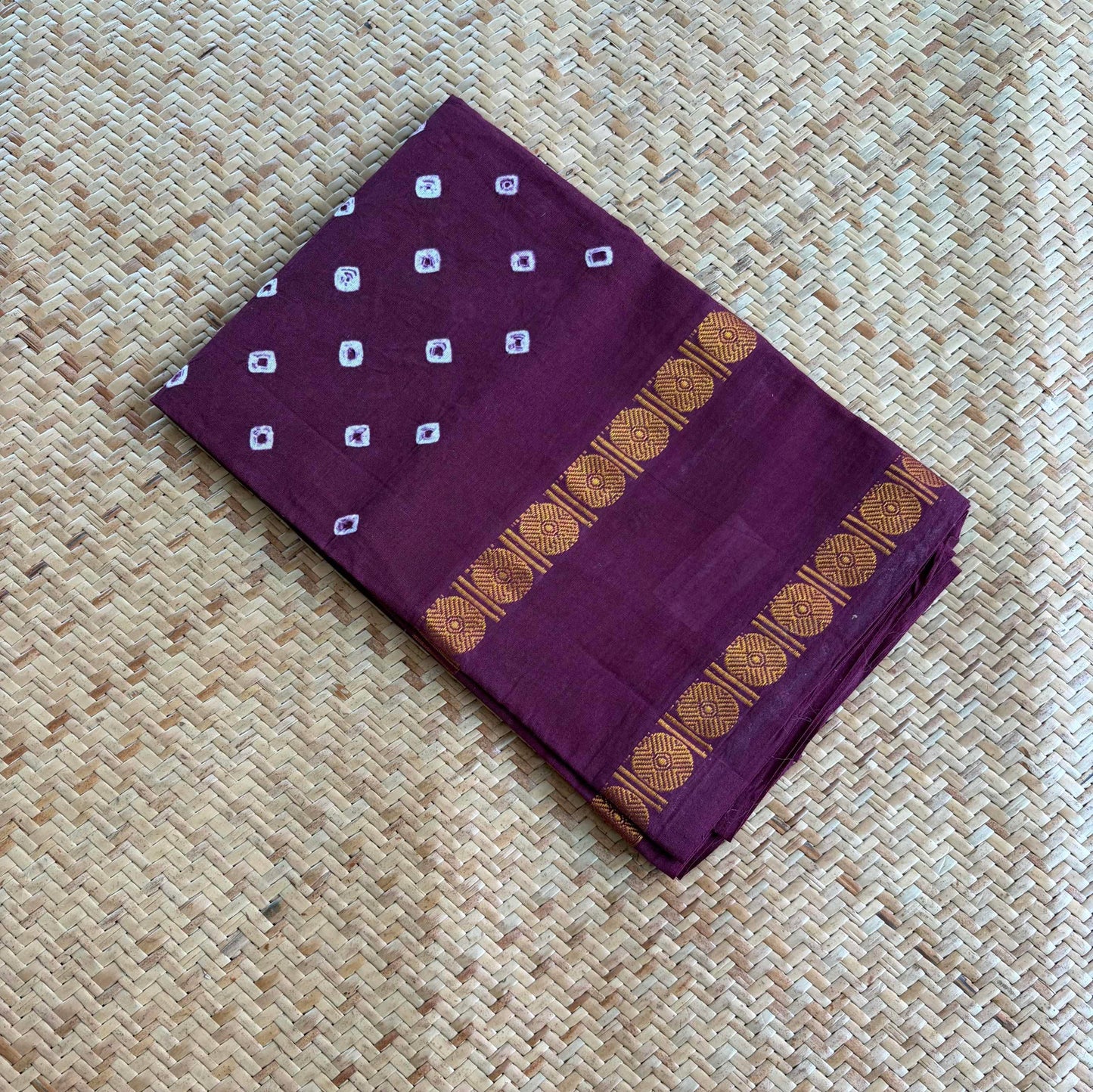 Burgundy, Hand Knotted kaikattu Sungudi, blouse fabric