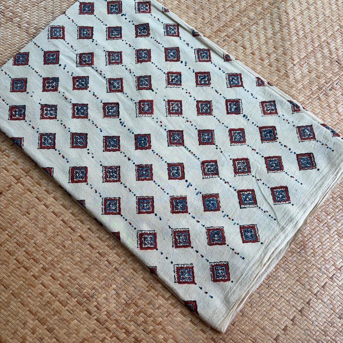 Ajrak Cotton Running Fabric, white