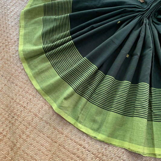 Deepest Green, Hand Woven Cotton Saree