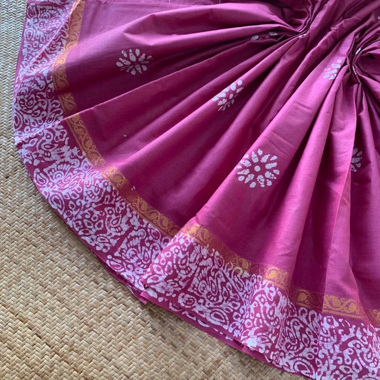 Wax Print Sungudi Saree, Mauve Pink