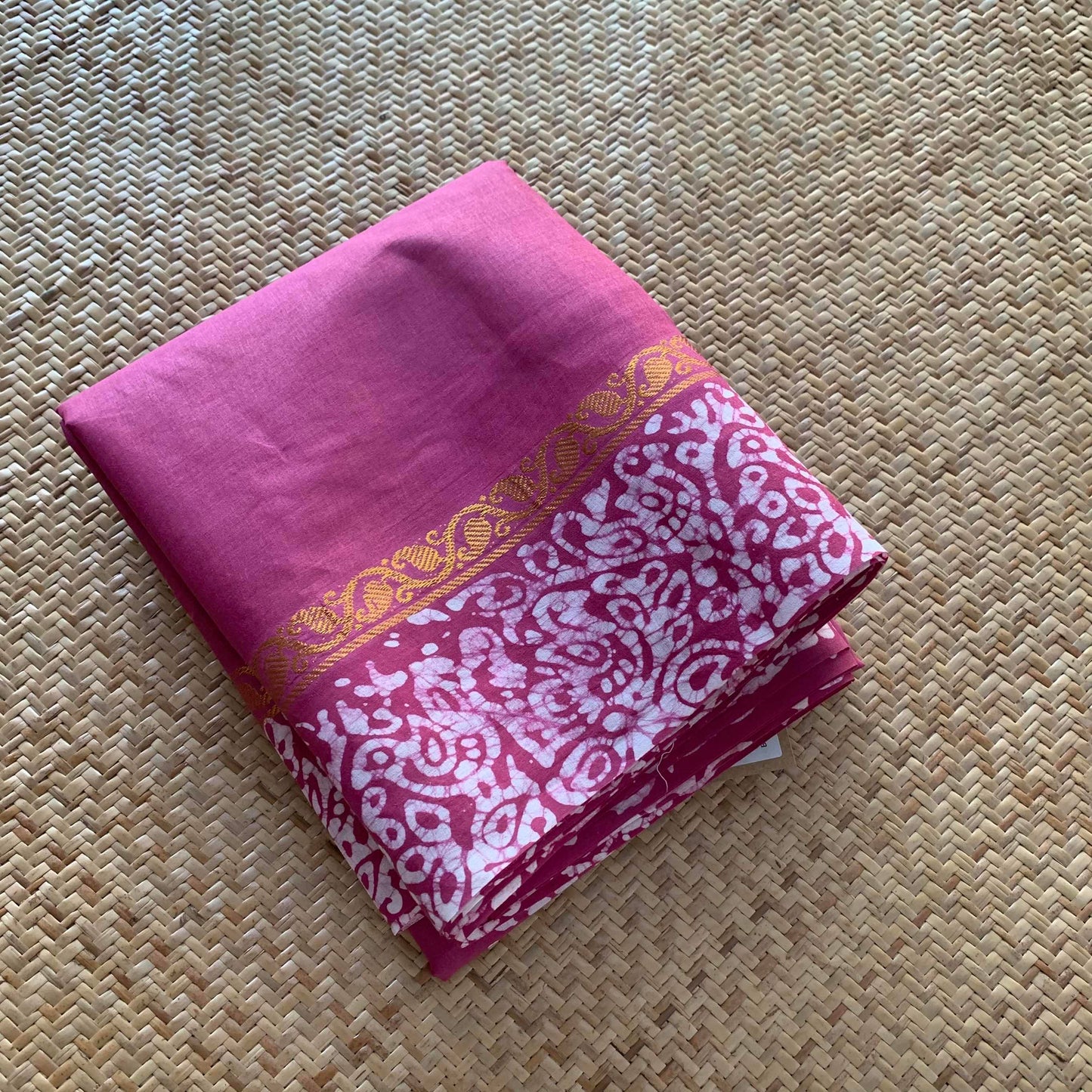 Wax Print Sungudi Saree, Mauve Pink