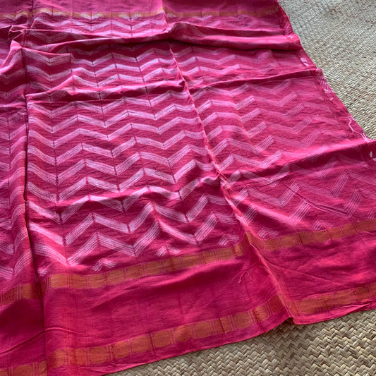 Frames.2 - Pink , Hand Crafted Shibori Sungudi Cotton Saree