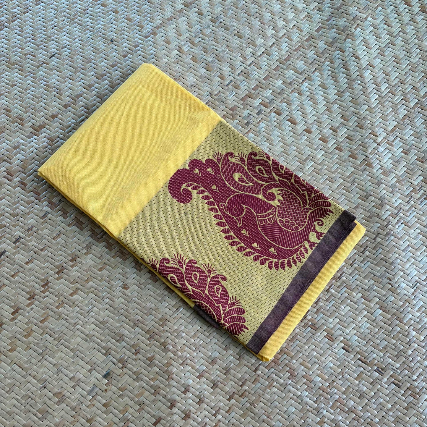 Yellow, Chettinad Cotton Blouse piece