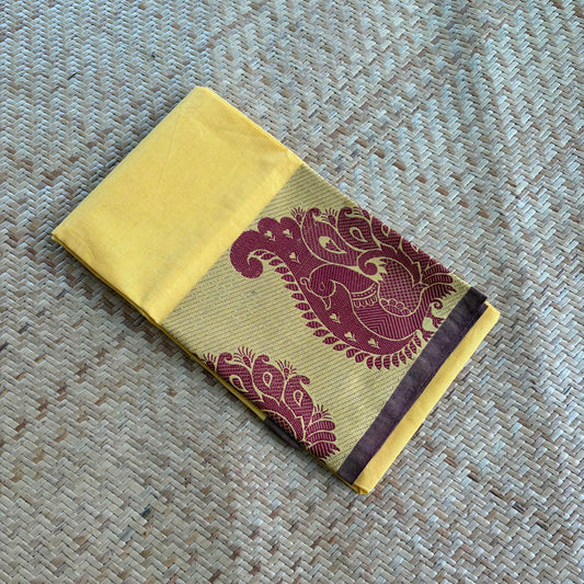 Yellow, Chettinad Cotton Blouse piece