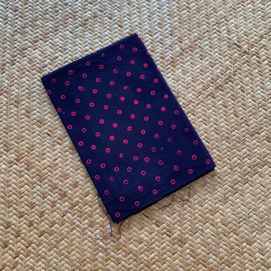 Navy Blue Wax Printed  Cotton Blouse piece