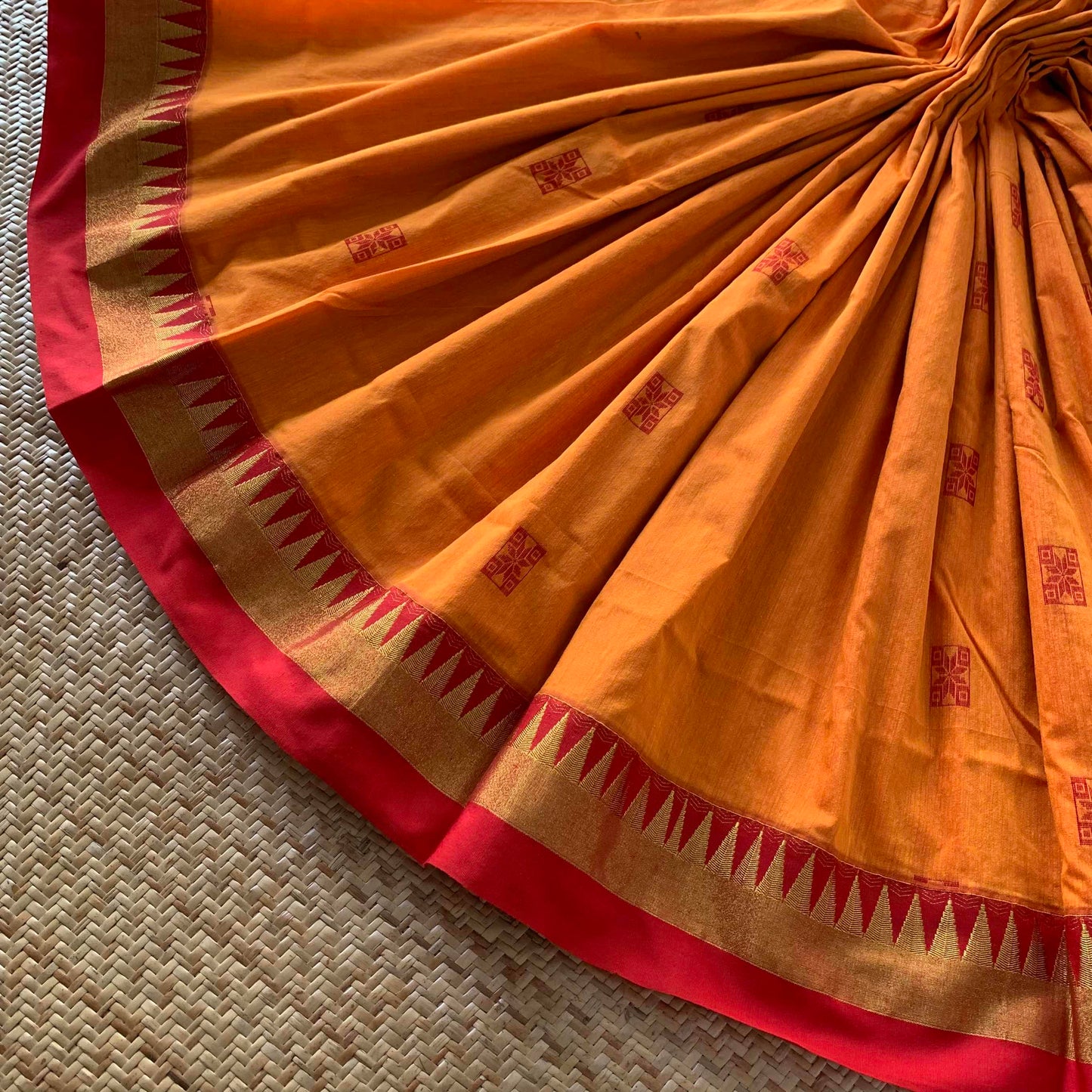 Orange , Kalyani Silk Cotton.