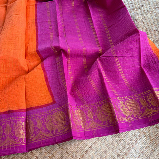 Orange , Zari Kattam Sungudi