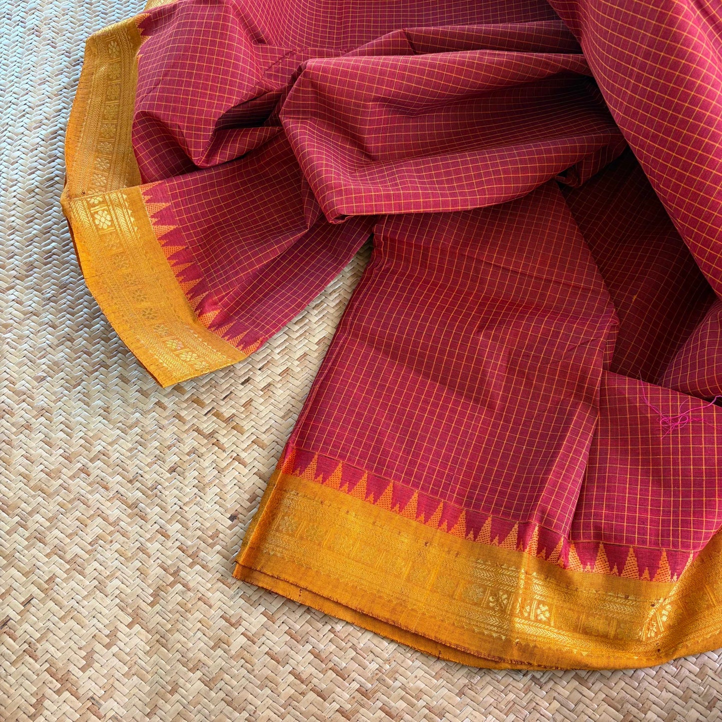 Chettinad Cotton Saree, Red