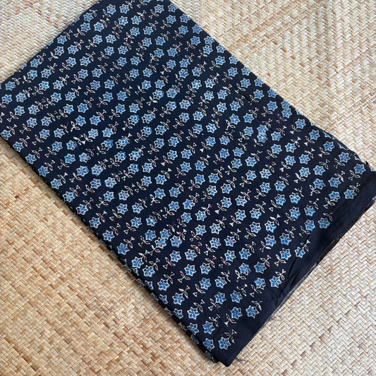 Ajrak Cotton Running Fabric, Black