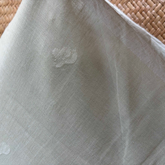 Jamdani Handloom Cotton Running Fabric, Pastel Green