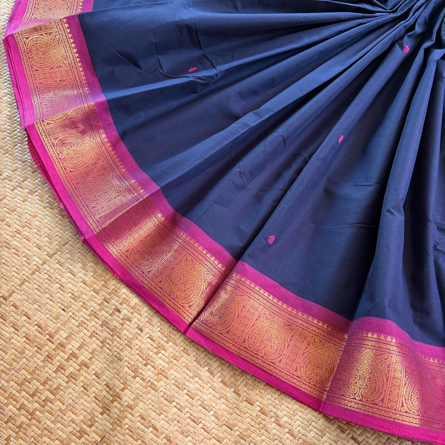 Chettinad Cotton Saree, Navy