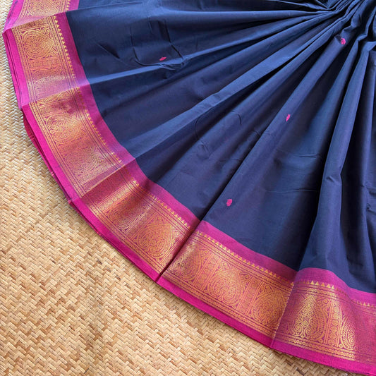 Chettinad Cotton Saree, Navy