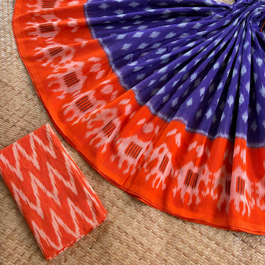 Voilet Pochambally Ikkat Hand Woven Cotton Saree