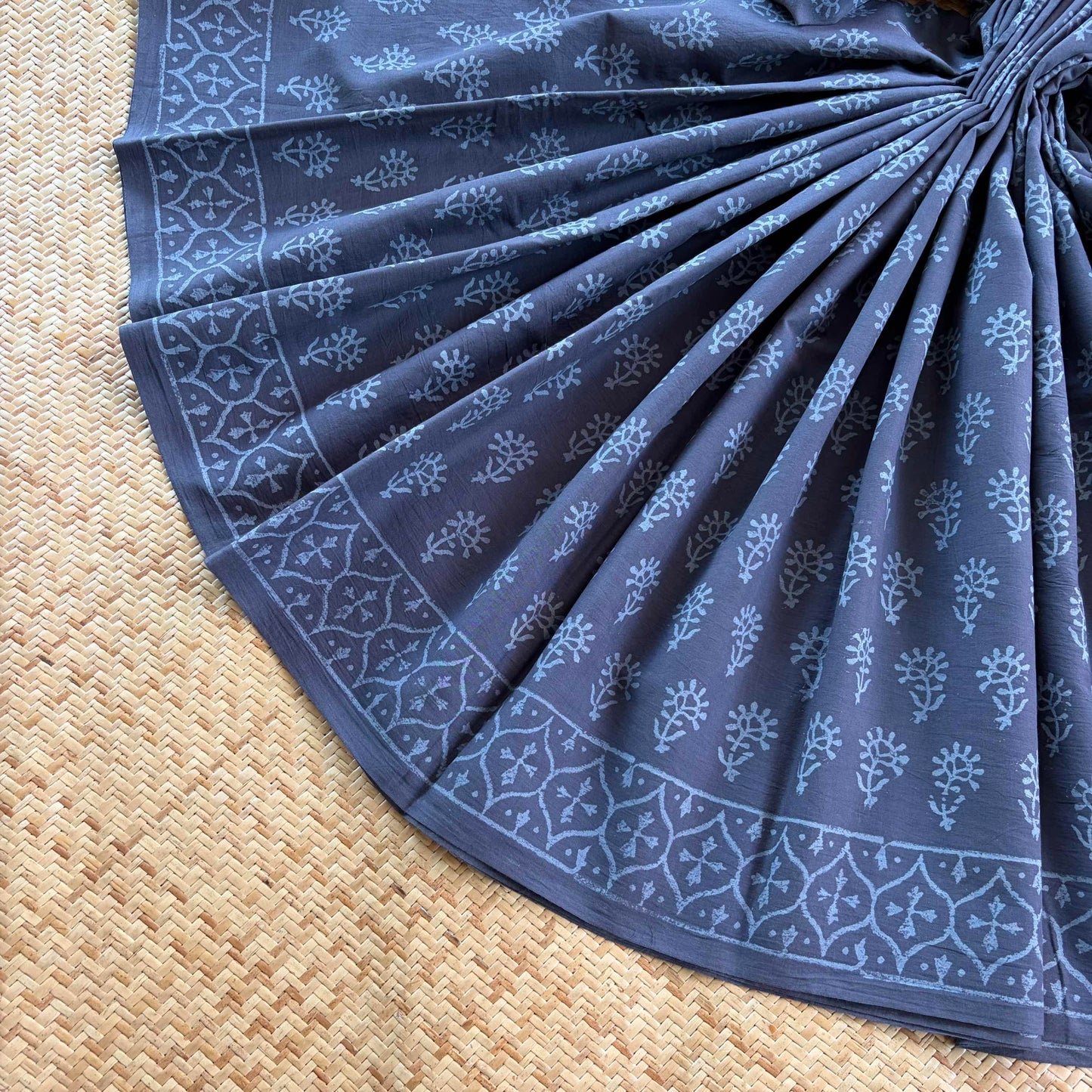 Mul Mul Cotton saree, Hand Block Printed, Elephant