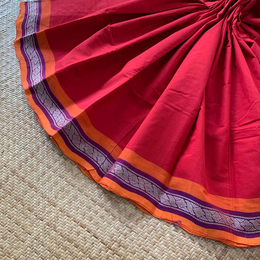 Arupukottai Handwoven Saree, Red