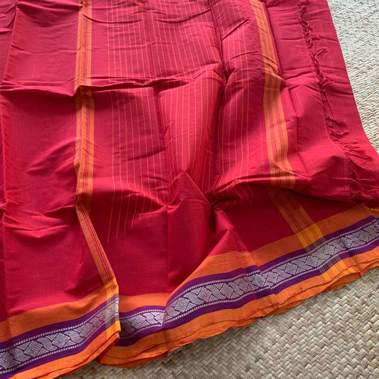 Arupukottai Handwoven Saree, Red