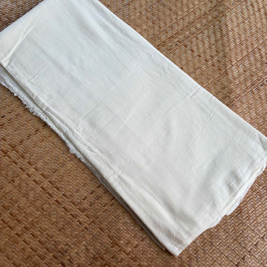 Jamdani Handloom Cotton Running Fabric, Off White