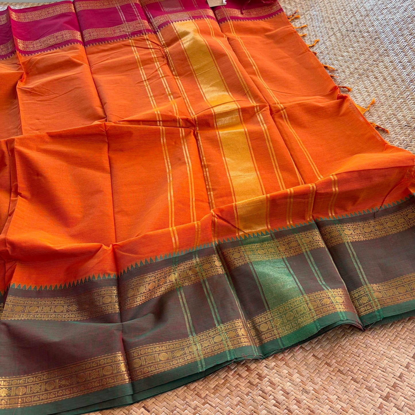 Chettinad Cotton Saree, Orange