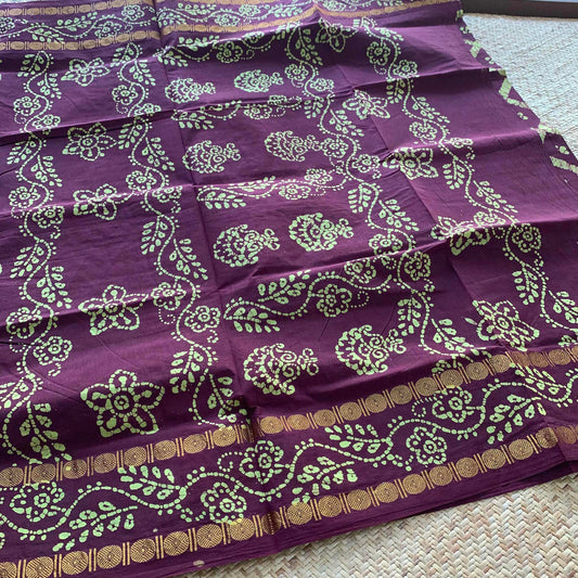 Rudraksham Wax Print Sungudi, Brown