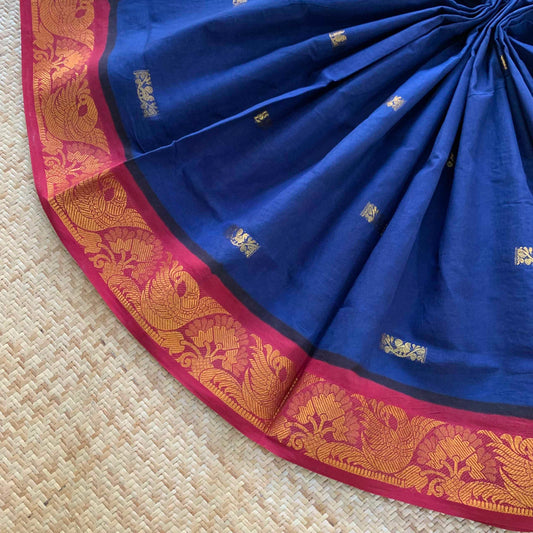 Blue, Madurai Sungadi Saree With Butta