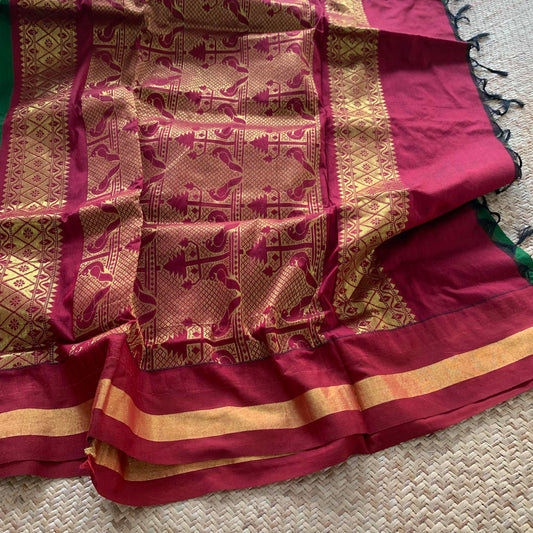 Green , Kalyani Silk Cotton.