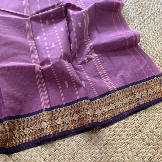 Purple with purple Thread Border, Chettinadu Cotton Saree