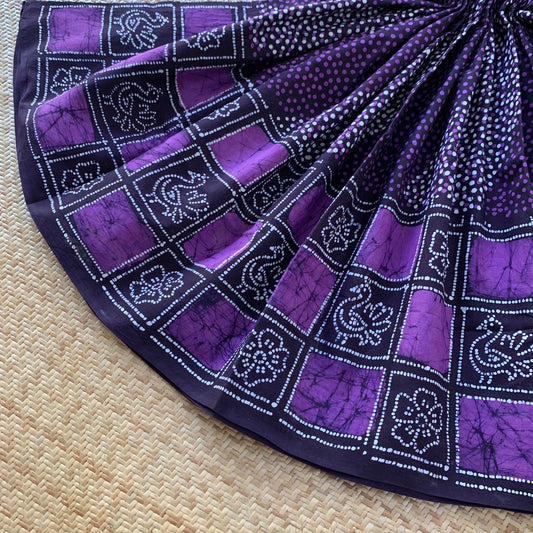Purple Wax Print Sungudi Saree