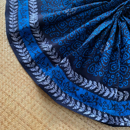 Blue Wax Print Sungudi Saree