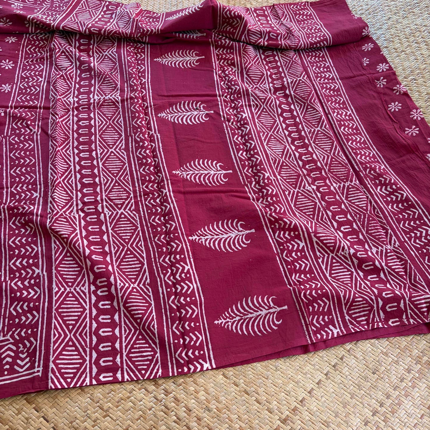 Mul Mul Cotton saree, Hand Block Printed, Maroon