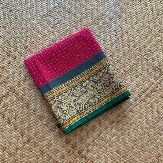 Pink, Chettinad Cotton Blouse piece