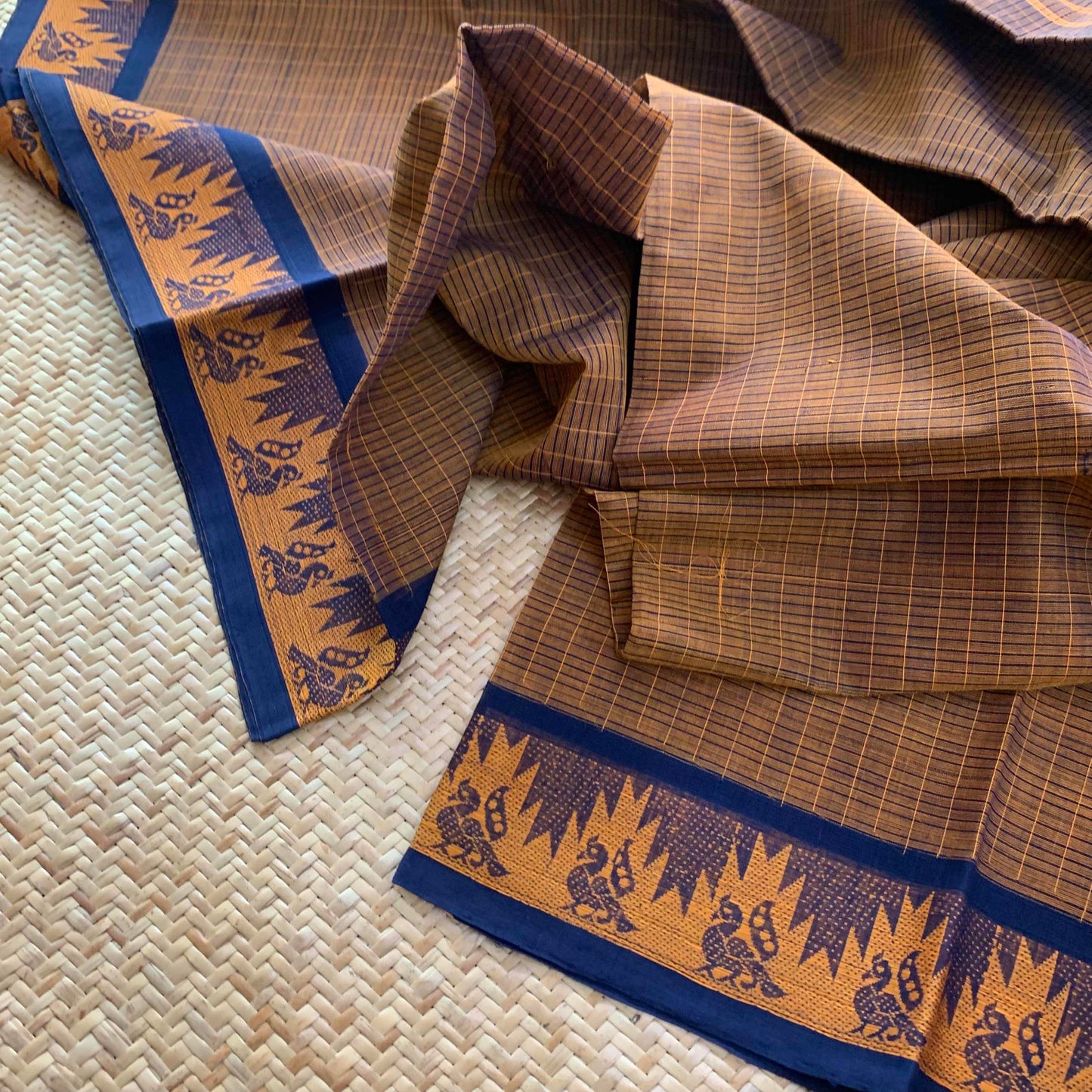 Brown, Hand Woven Cotton Saree