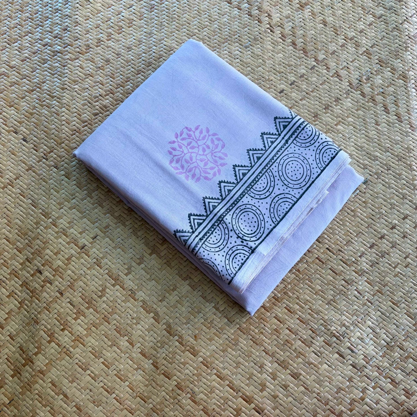 Mul Mul Cotton saree, Hand Block Printed, Lavender