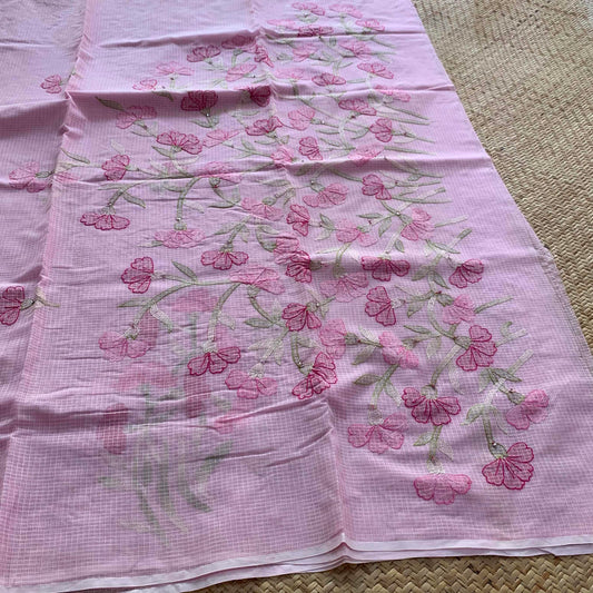 Pastel Pink with Multi Colour thread Shadow embroidery