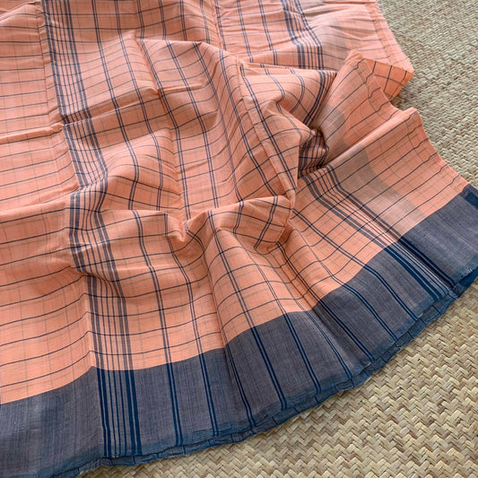 Arupukottai Handwoven Saree, Pastel Orange