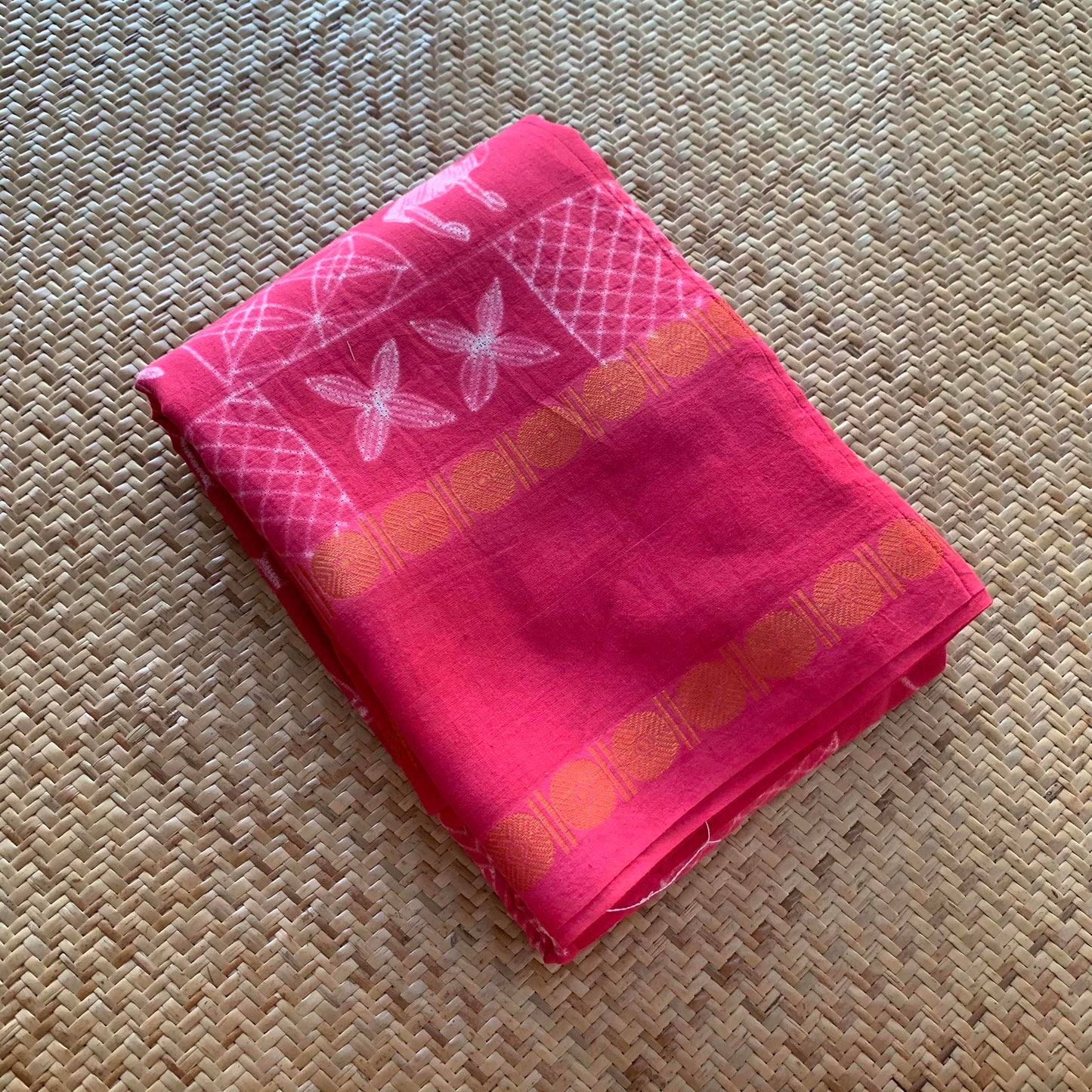 Frames.2 - Pink , Hand Crafted Shibori Sungudi Cotton Saree