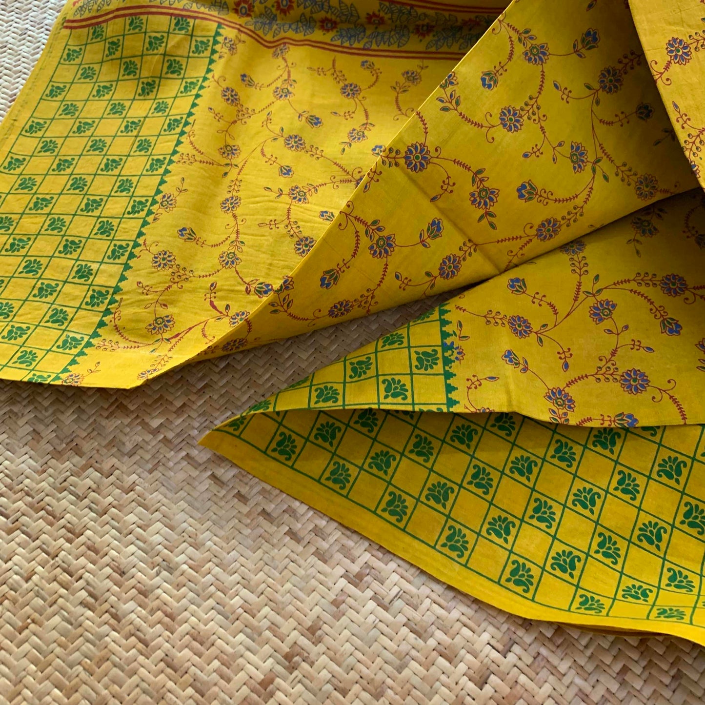 Mustard Print Sungudi Saree