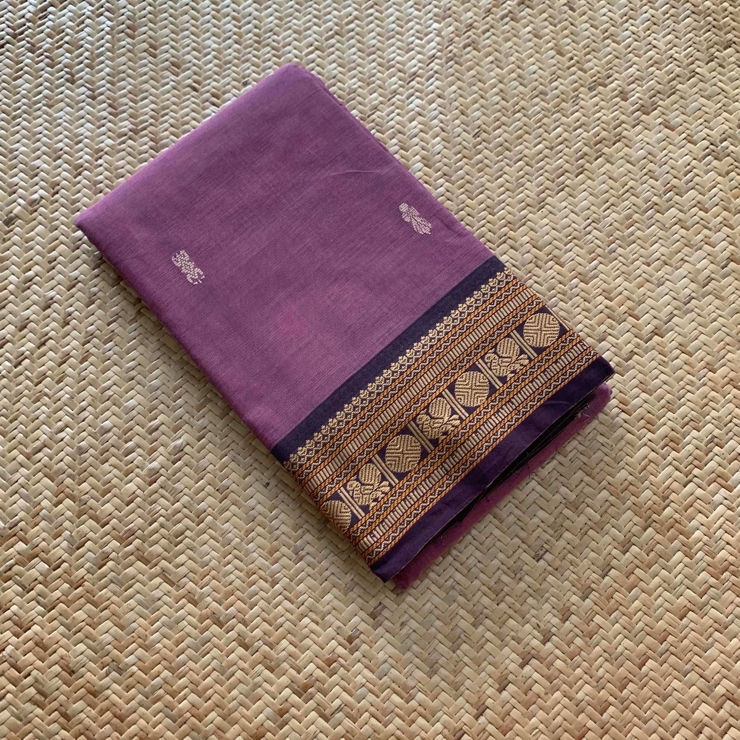 Purple with purple Thread Border, Chettinadu Cotton Saree