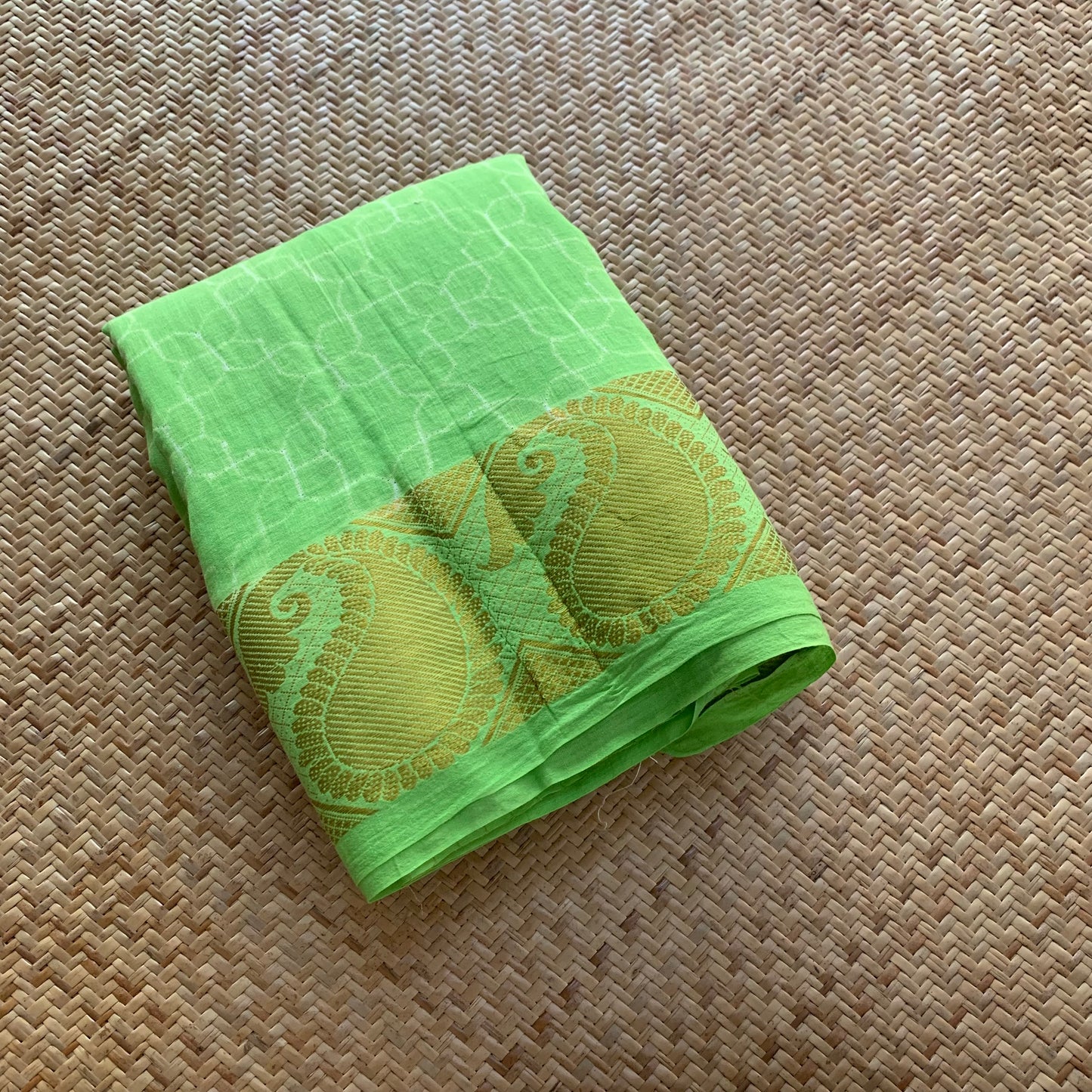 Lime Green, Hand Crafted Shibori Sungudi Cotton Saree