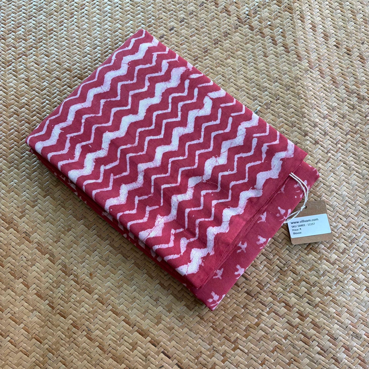 Mul Mul Cotton saree, Hand Block Printed, Pink