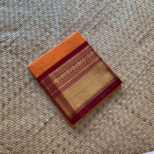 Orange, Chettinad Cotton Blouse piece