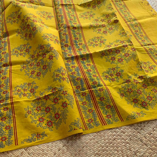 Mustard Print Sungudi Saree