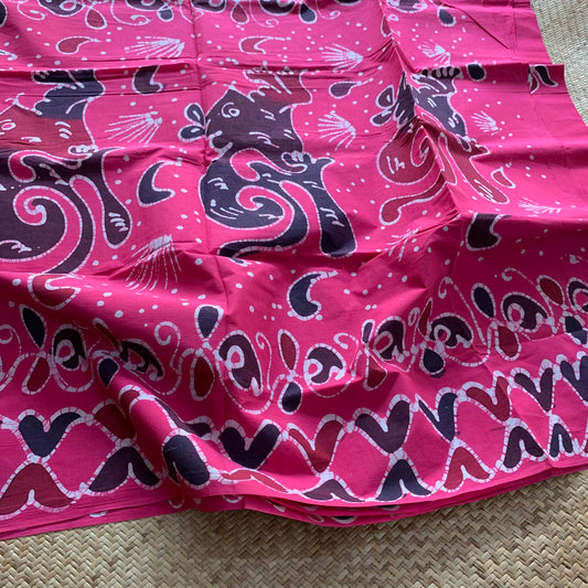 Pink Wax freestyle Art Sungudi Saree, Hand Drawn