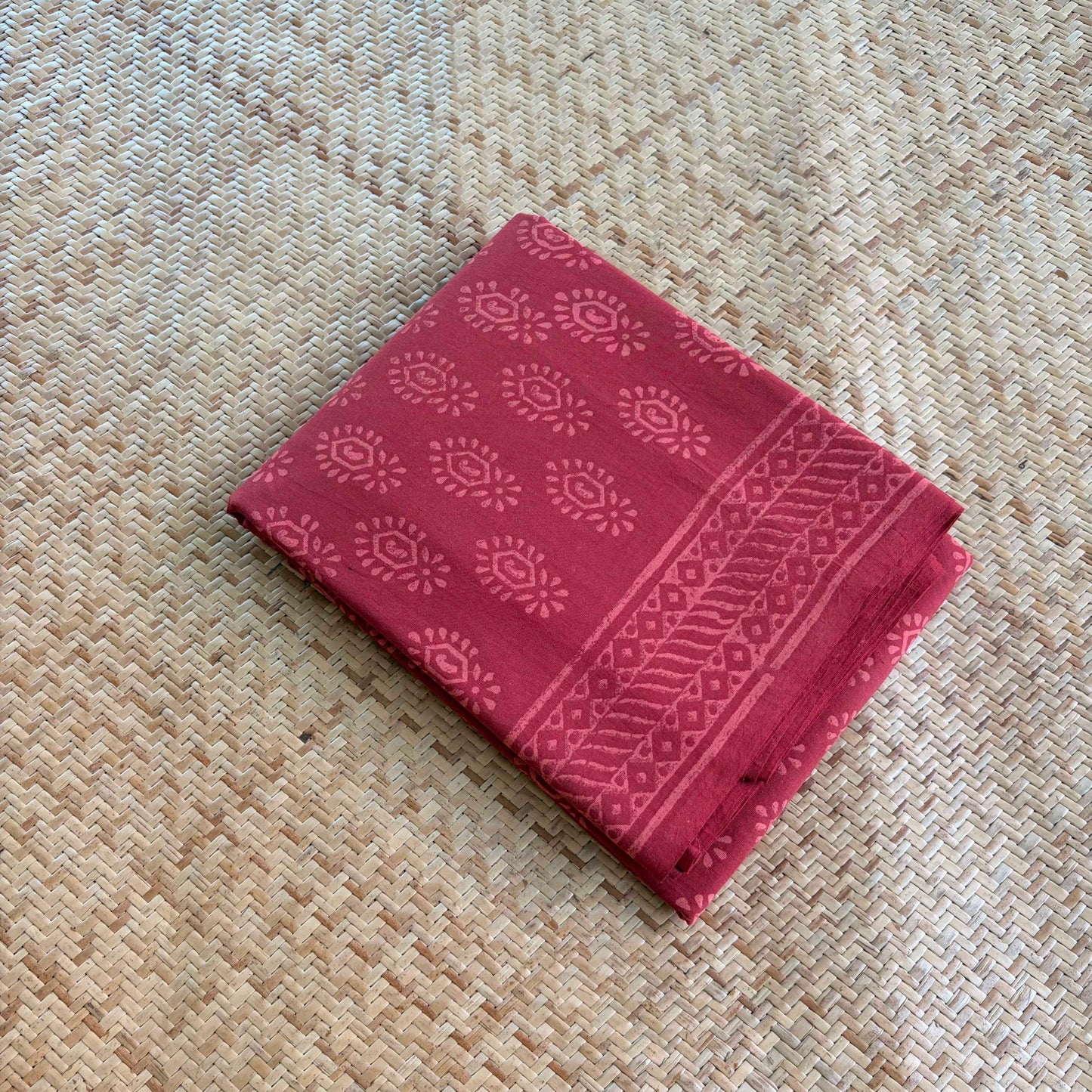 Mul Mul Cotton saree, Hand Block Printed, Maroon