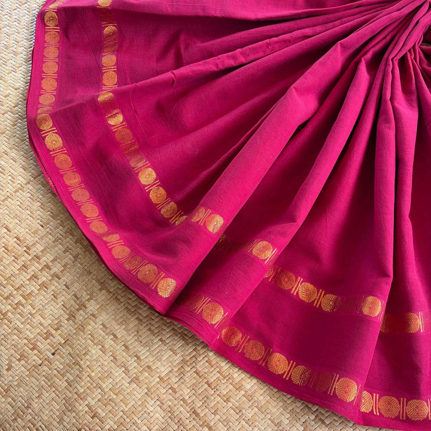 Araku Saree With Running Blouse , Zari Rudraksham Rettai Pettu Border , Clamp dyed (Kattu sayam)