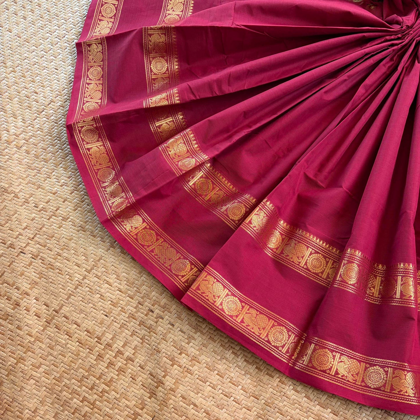 Chettinad Cotton Saree, Red