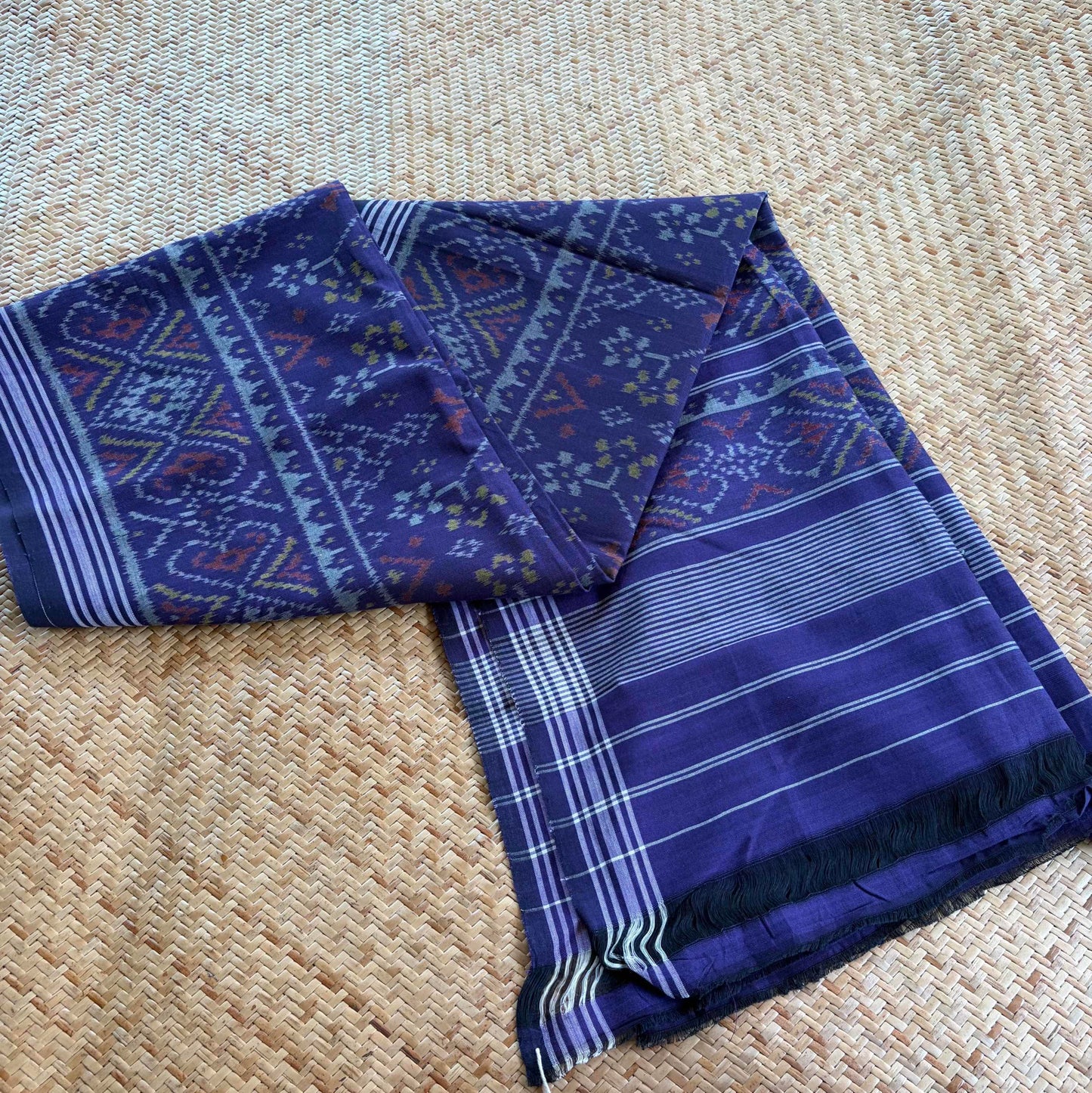 Purple, Genuine Patola Cotton Handloom Dupatta