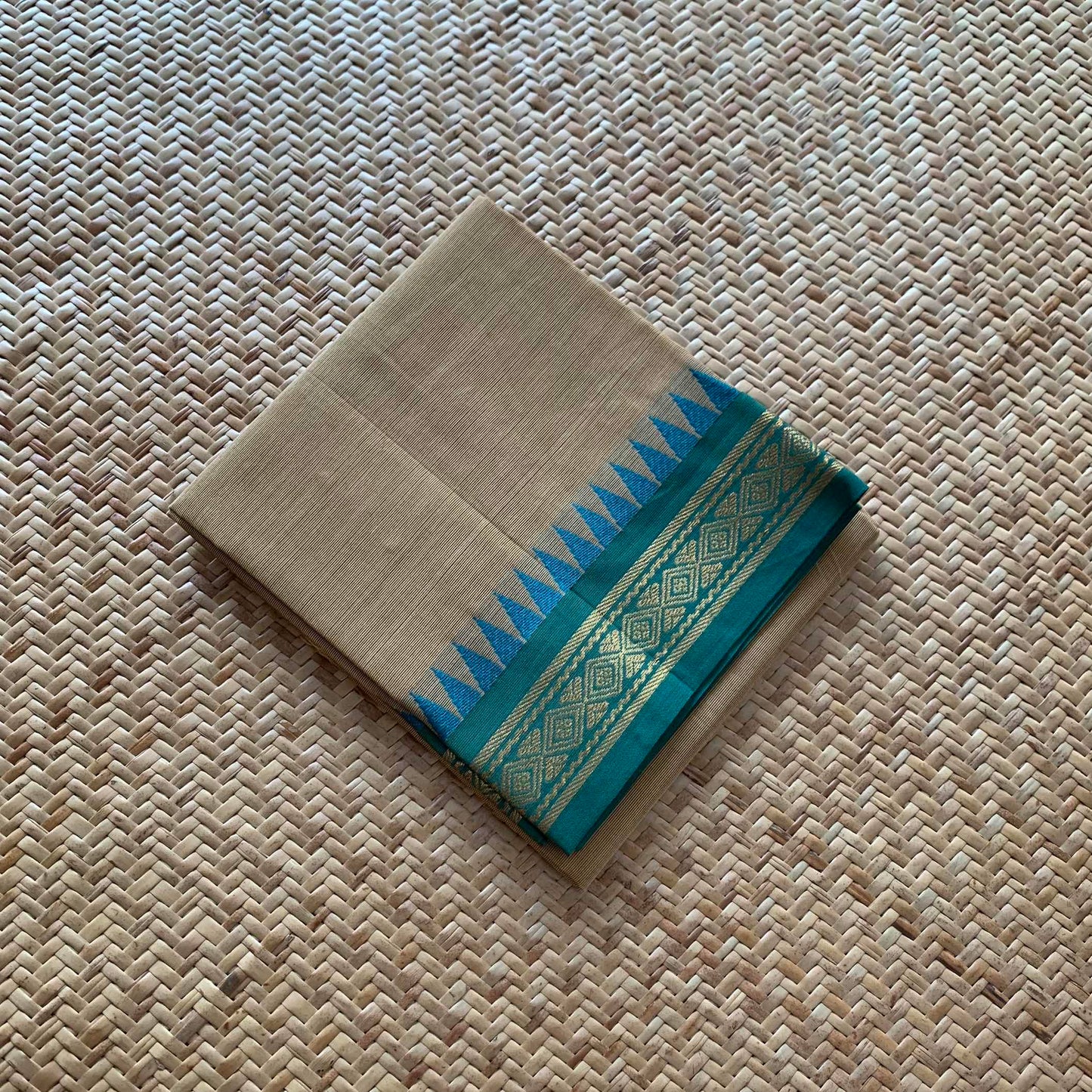 Beige, Chettinad Cotton Blouse piece