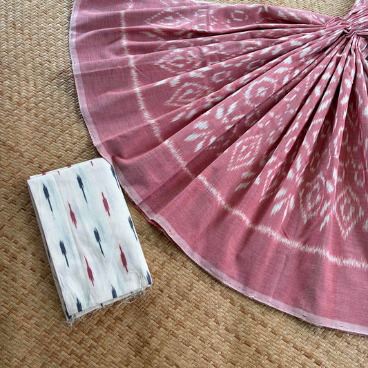 Pink, Pochambally Ikkat Hand Woven Cotton Saree